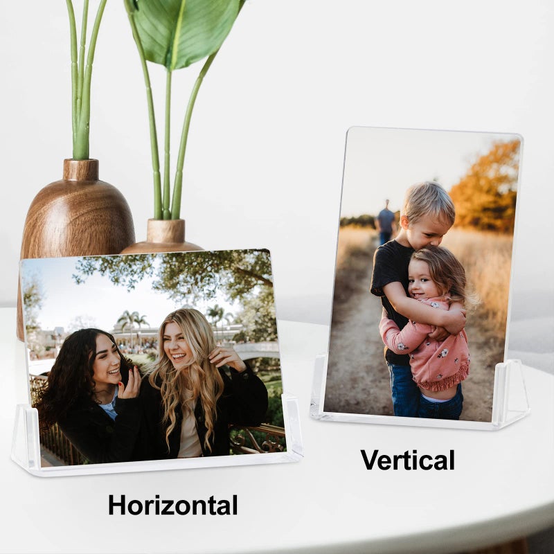 بوكسالات إطارات صور من Boxalls مكونة من قطعتين مقاس 8 × 10 مع حامل قاعدة شفاف، إطار صورة أكريليك بدون إطار لتزيين عرض المكتب (أفقي + عمودي) - Image 3